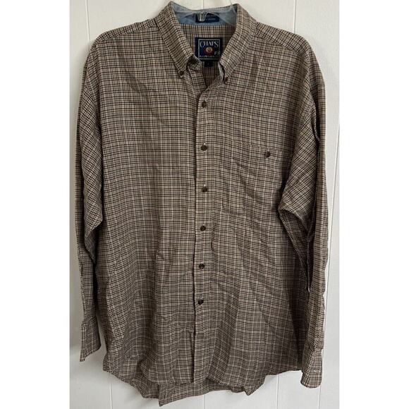 EUC VINTAGE Chaps Ralph Lauren Shirt Mens L Button Down Plaid Design Cotton - Picture 1 of 5